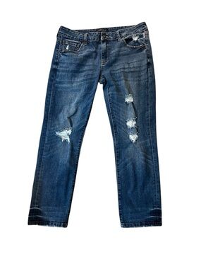 Just USA Women’s Dark Blue Distressed Relaxed Jeans